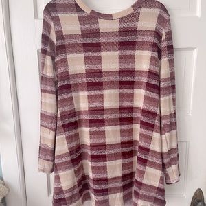 Sweet Lovely by Jen plaid tunic top XL